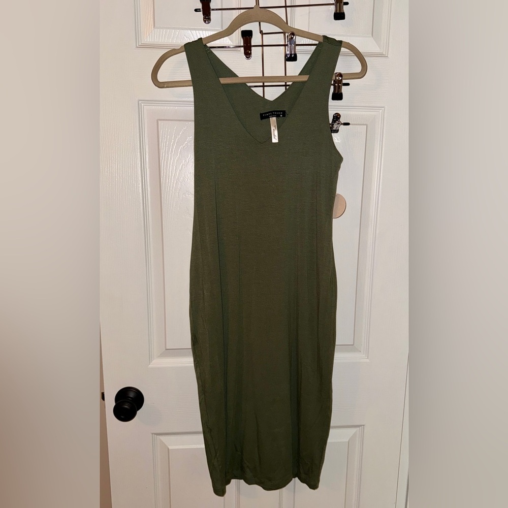 Final Touch Forest Green Double Layer Modal Midi Dress